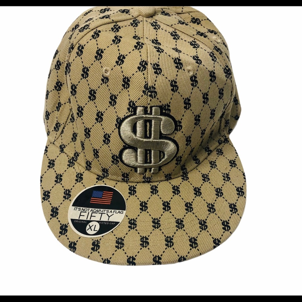 Dollar Sign Tan Color Cap in a size XL